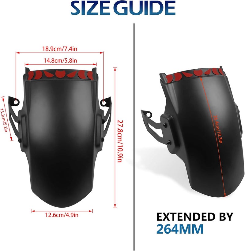 HAONEL Motorcycle Front Fender Mudguard Extender with Bracket Replacement for Pan America 1250 Special 1250S 2021 2022 2023(Black) - Image 4